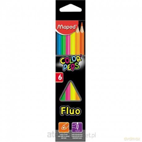 Kredki Colorpeps fluo trójkatne 6 kolorów