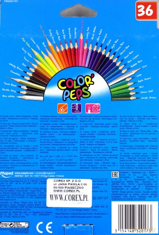 Kredki Colorpeps trójkatne 36 kolorów