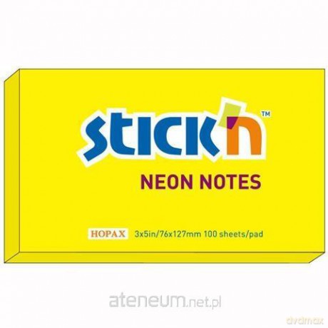 Notes samoprzylepny żółty neon 127x76 mm