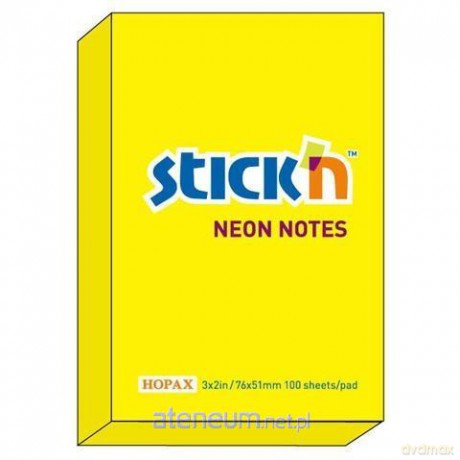 Notes samoprzylepny żółty neon 76x51 mm