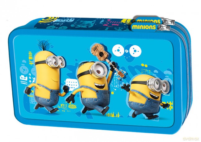 Piórnik podwójny z wyposażeniem. Minionki Niebieski 45769