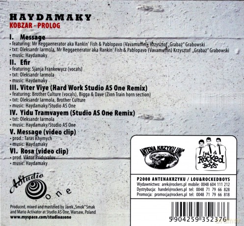 Haydamaky Feat. Grabaż, Vavamuffin: Kobzar - Prolog (digipack) [CD]