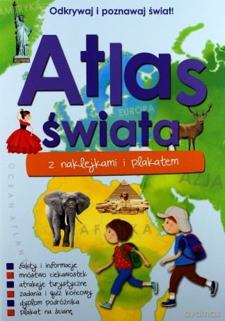 Atlas Świata z naklejkami i plakatem [KSIĄŻKA]