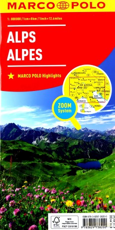 Mapa ZOOM System. Alpy 1:800 000