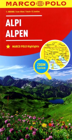 Mapa ZOOM System. Alpy 1:800 000