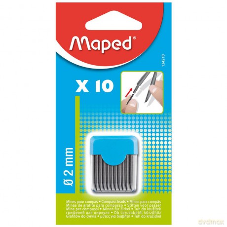 Wkłady do cyrkli - grafit 2 mm 10 sztuk