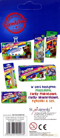 Kredki Bambino trójkątne 12 kolorów 9367