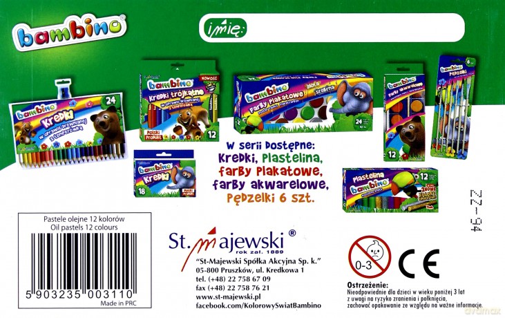 Kredki pastele olejne 12 kolorów Bambino 51541