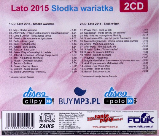 Lato 2016 - 2015 Hity Disco Polo Pakiet [4CD]