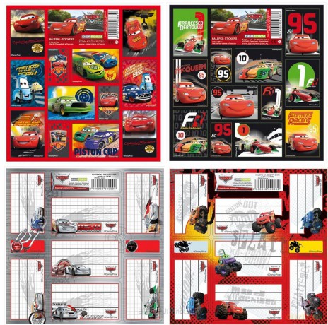 Nalepki na zeszyty Cars Mix (25 szt)