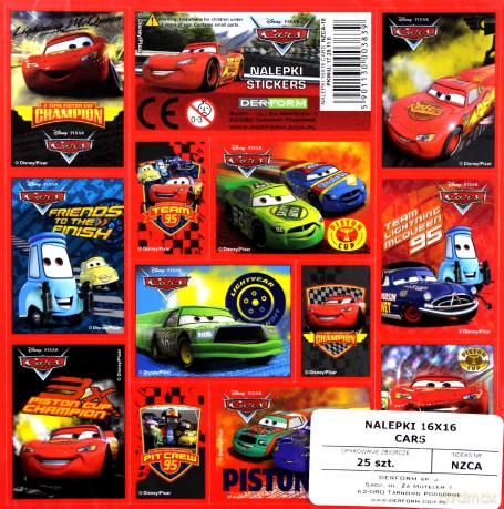 Nalepki na zeszyty Cars Mix (25 szt)