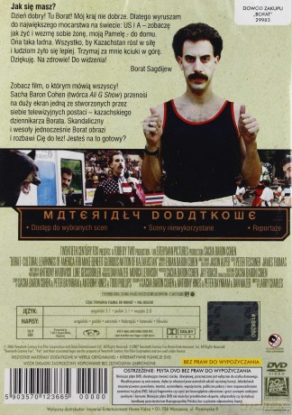 Borat: Podpatrzone w Ameryce, aby Kazachstan rósł w siłę, a ludzie żyli dostatniej [DVD]