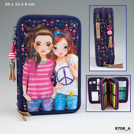 Piórnik potrójny z wyposażeniem mille fleurs top model8708a