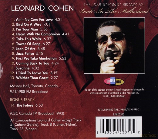 Leonard Cohen: Back In The Motherland [CD]