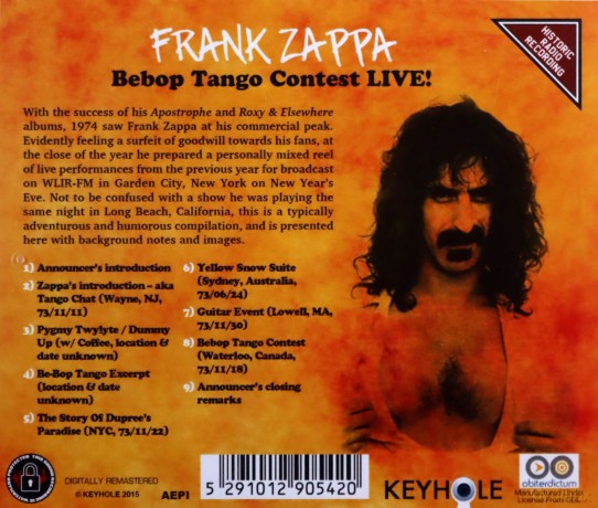 Frank Zappa: Bebop Tango Contest Live [CD]