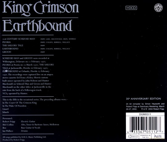 King Crimson: Earthbound [CD]