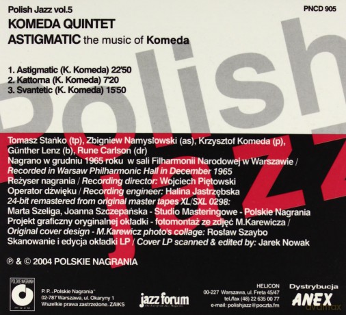 Krzysztof Komeda: Astigmatic the Music of Komeda (digipack) [CD]