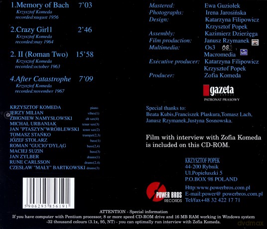 Krzysztof Komeda: Memory Of Bach [CD]