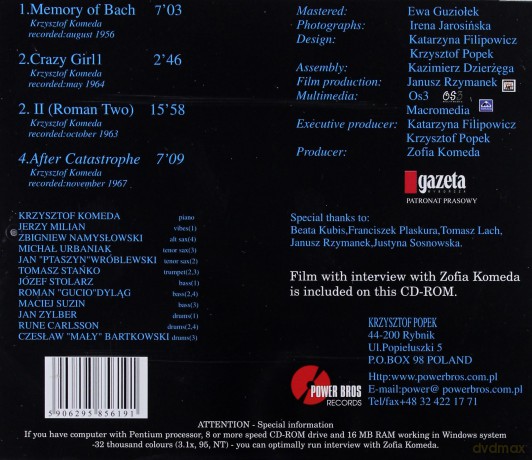 Krzysztof Komeda: Memory Of Bach [CD]