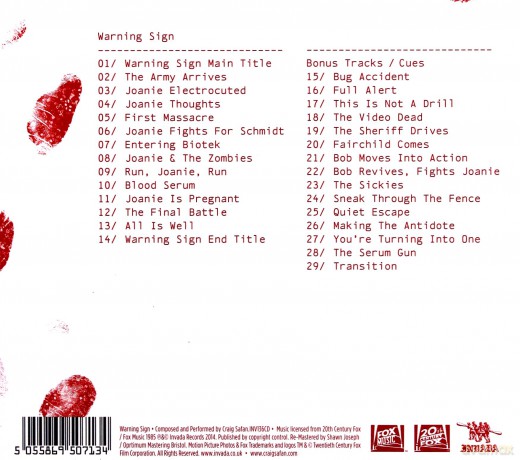 Warning Sign soundtrack (Craig Safan) (digipack) [CD]