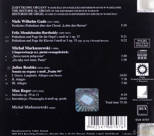 Michal Markuszewski: Historical Organ Of The Reformed Church [CD]