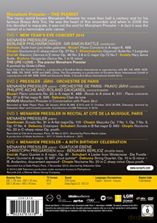 Menahem Pressler & Orchestre De Paris & Paavo Jarvi: Euroarts - Menahem Pressler Box: Paris Recital, Orchestre De Paris / Paavo Jarvi, Gala & Documentary [4CD]