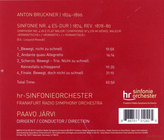 Paavo Järvi & Frankfurt Radio: Bruckner: Symphony No. 4 Romantic [CD]