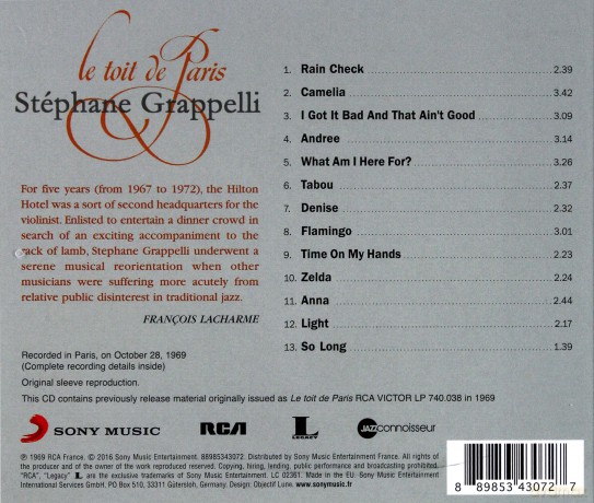 Stéphane Grappelli: Le toît de Paris [CD]