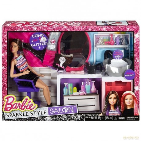 BARBIE Brokatowy salonik fryzjerski, brunetka
