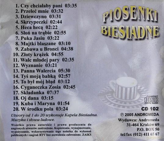 Piosenki biesiadne: Cyganeczka Zosia [CD] 