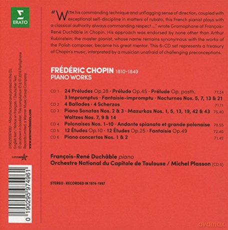 Francois-Rene Duchable: Chopin: Concertos, Etudes, Sonatas 2 & 3, Polonaises, Etc.. [6CD]