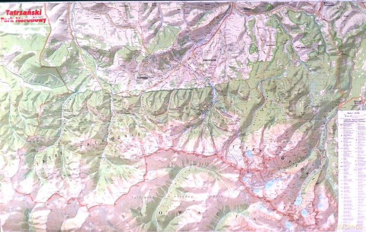 Mapa ścienna Tatrzański Park Narodowy 1:30 000