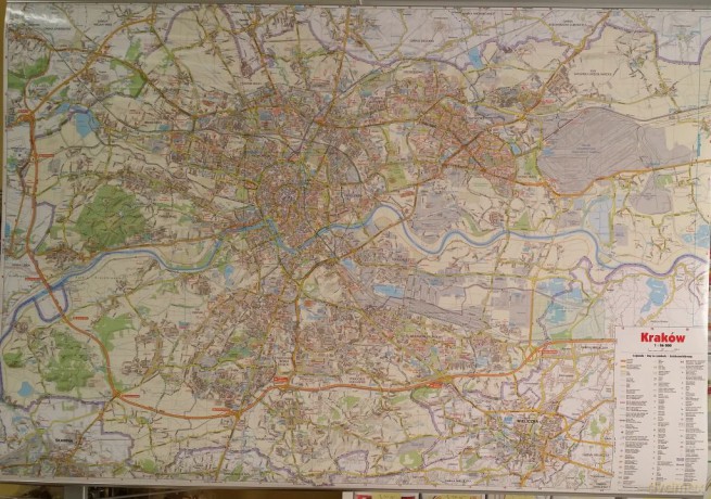 Plan miasta Kraków. Mapa ścienna 1:26 000