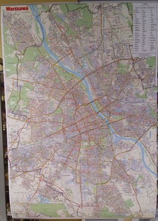 Plan miasta Warszawa. Mapa ścienna 1:28 000