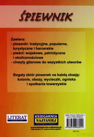 Śpiewnik. Zawiera chwyty gitarowe - Bartłomiej Łuczak [KSIĄŻKA]