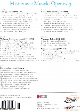 Mistrzowie Muzyki Operowej: Verdi, Mozart, Puccini, Rossini, Bellini, Donizetti [5CD]