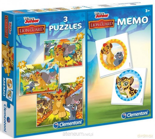CLEMENTONI 2x20 el. + 100 el. + Memo Król Lew - Lwia Straż [PUZZLE]