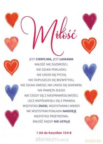 Kartki - Miłość jest cierpliwa pakiet 5 sztuk