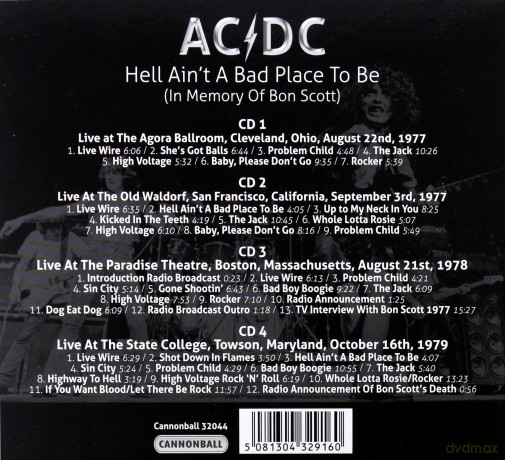 AC/DC: Hell Ain't A Bad Place To Be In Memory Of Bon Scott [4CD]