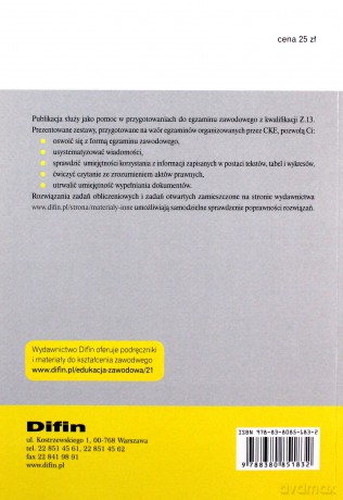 Egzamin zawodowy. Kwalifikacja Z.13 [KSIĄŻKA]