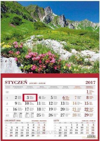 Kalendarz 2017 Ścienny Jednodzielny Góry [KALENDARZ]