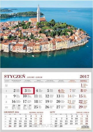 Kalendarz 2017 Ścienny Jednodzielny Wyspa [KALENDARZ]