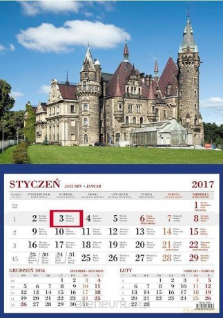 Kalendarz 2017 Ścienny Jednodzielny Zamek wMosznej [KALENDARZ]