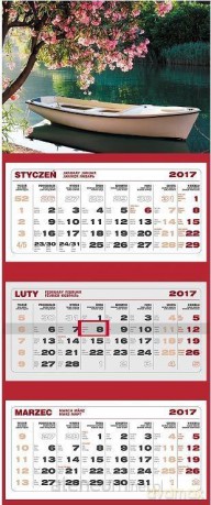 Kalendarz 2017 Ścienny Trójdzielny Łódka [KALENDARZ]