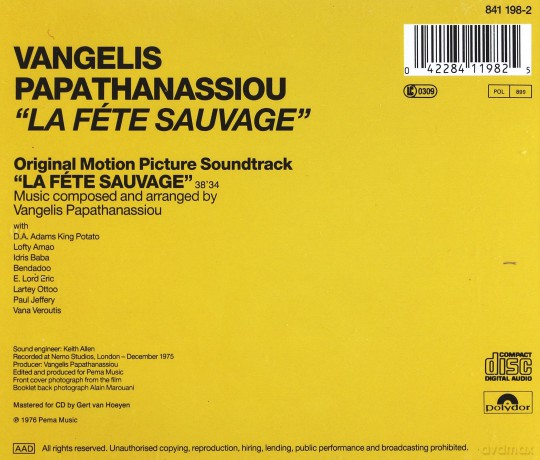 Vangelis: La Fete Sauvage Soundtrack [CD]