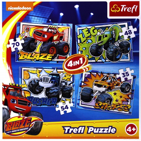 TREFL Puzzle 4w1 Blaze i jego przyjaciele [PUZZLE]