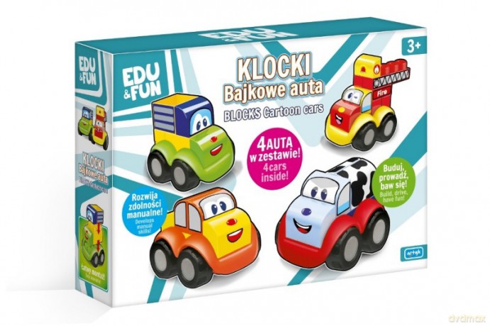 Edu&Fun Auto-Klocki, zestaw 4 autek [KLOCKI]