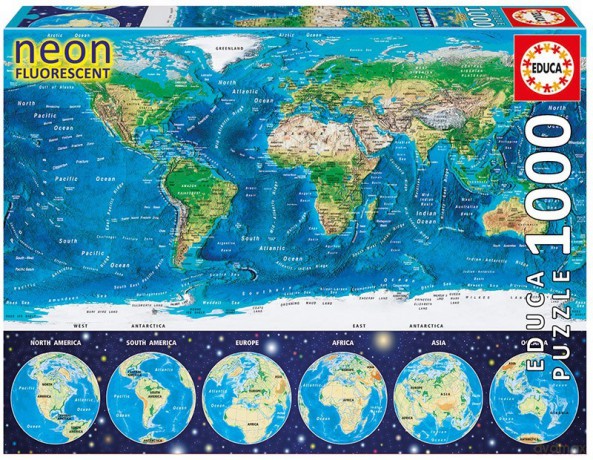 EDUCA 1000 el. Neon World Map [PUZZLE]
