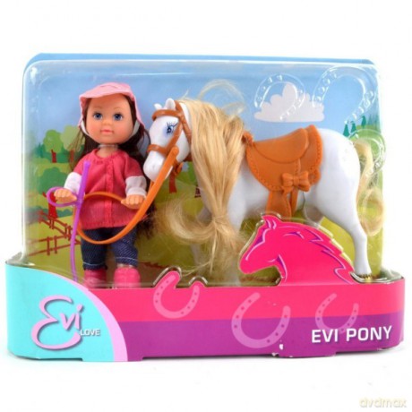 EVI Pony Lalka z Koniem, białym