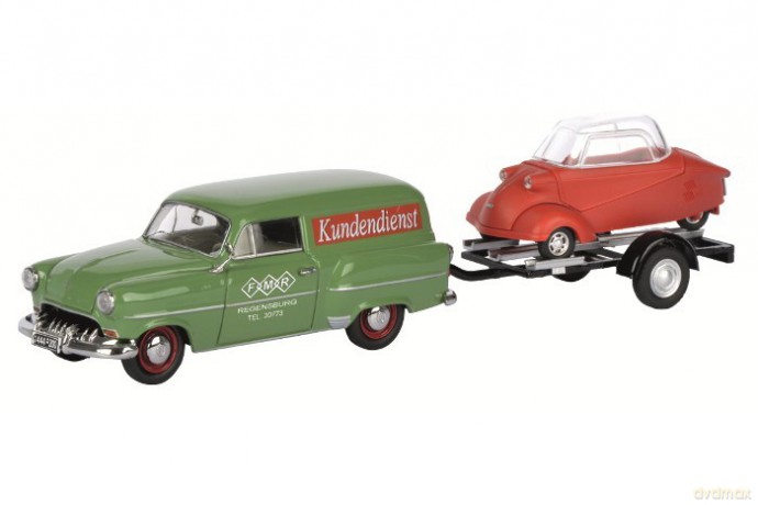 Opel Olympia Cara van with Trailer Messerschmitt Service